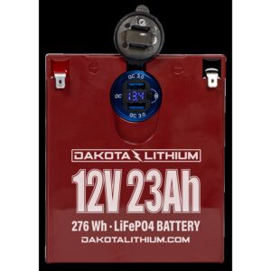 Dakota Lithium12V 23Ah Deep Cycle LFPO4 with 2X USB & Voltmeter